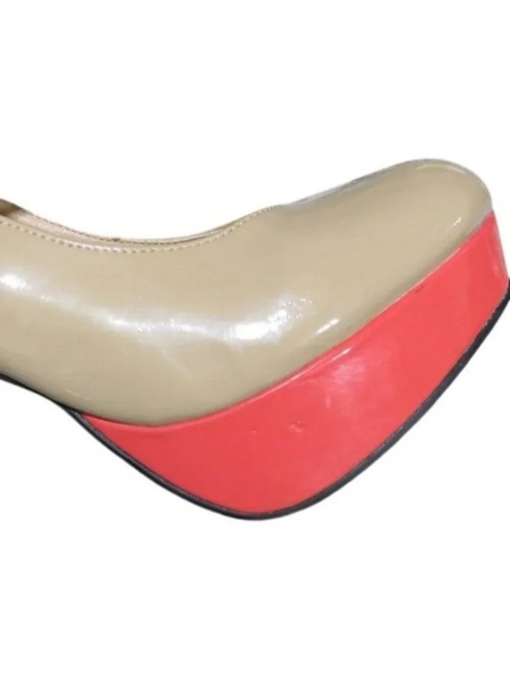 Mossimo Tan Coral Black Colorblock Patent Leather 1.5
